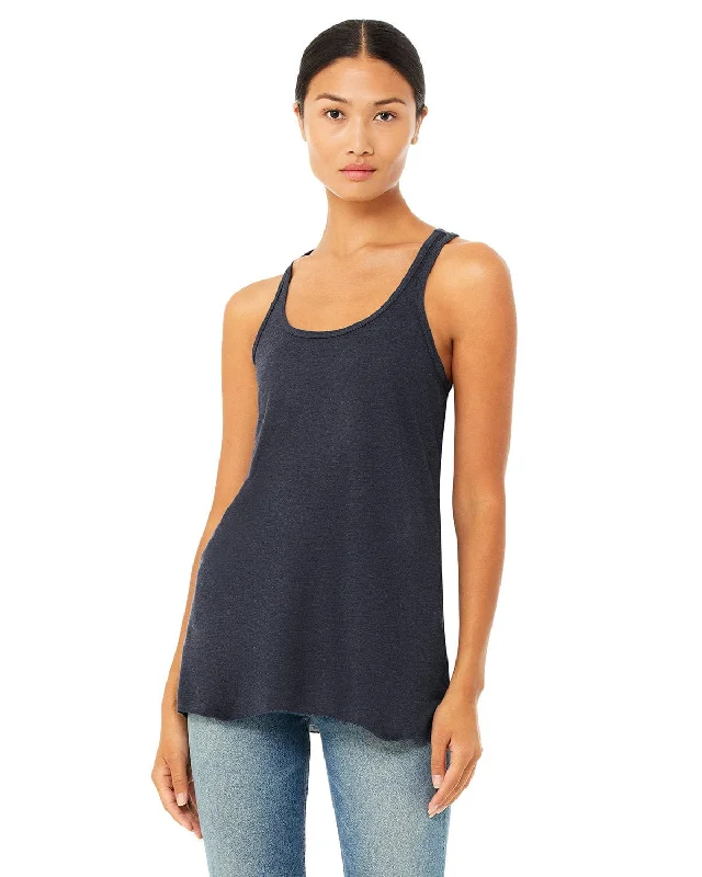 Bella+Canvas Ladies Flowy Racerback Tank | Heather Navy