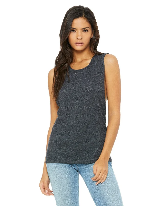 Bella+Canvas Ladies Flowy Scoop Muscle Tank | Chrcl Black Slub