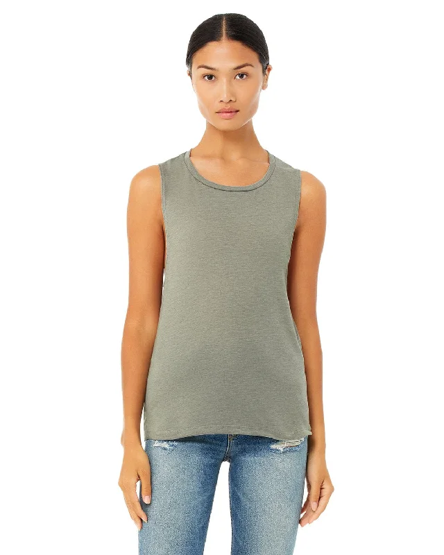 Bella+Canvas Ladies Flowy Scoop Muscle Tank | Heather Stone