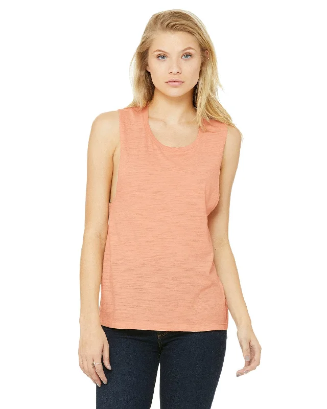 Bella+Canvas Ladies Flowy Scoop Muscle Tank | Peach Slub