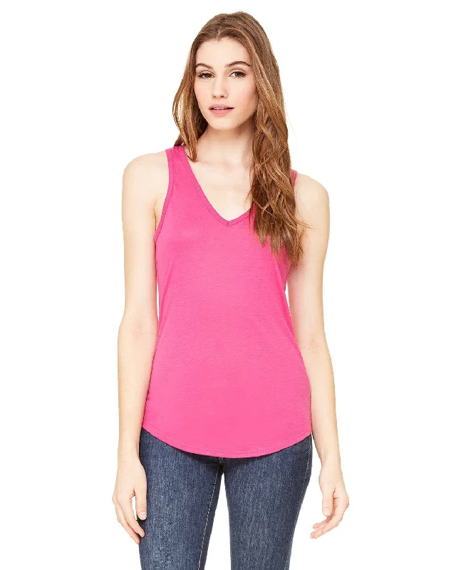 Bella+Canvas Ladies Flowy V-Neck Tank | Berry