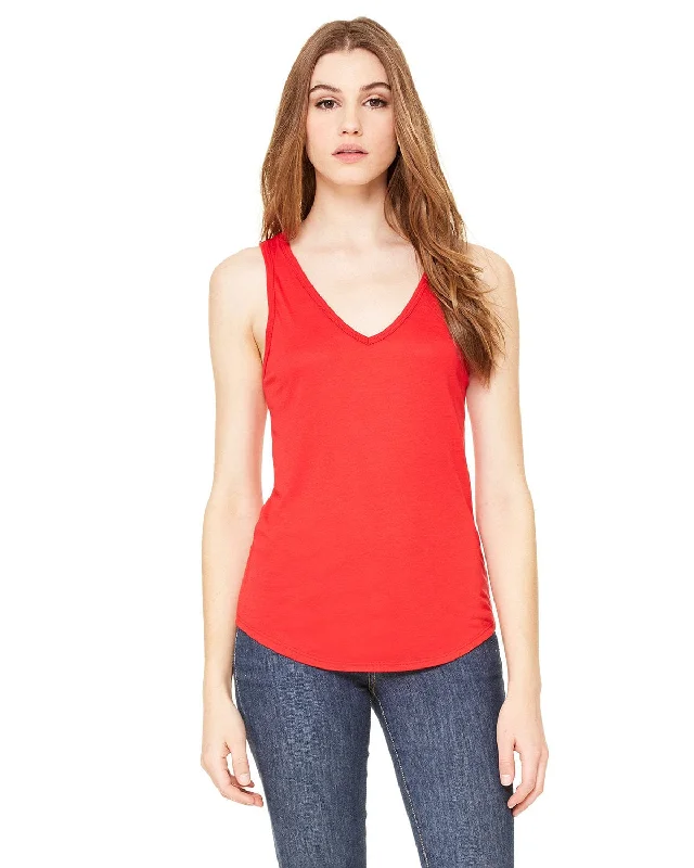 Bella+Canvas Ladies Flowy V-Neck Tank | Red