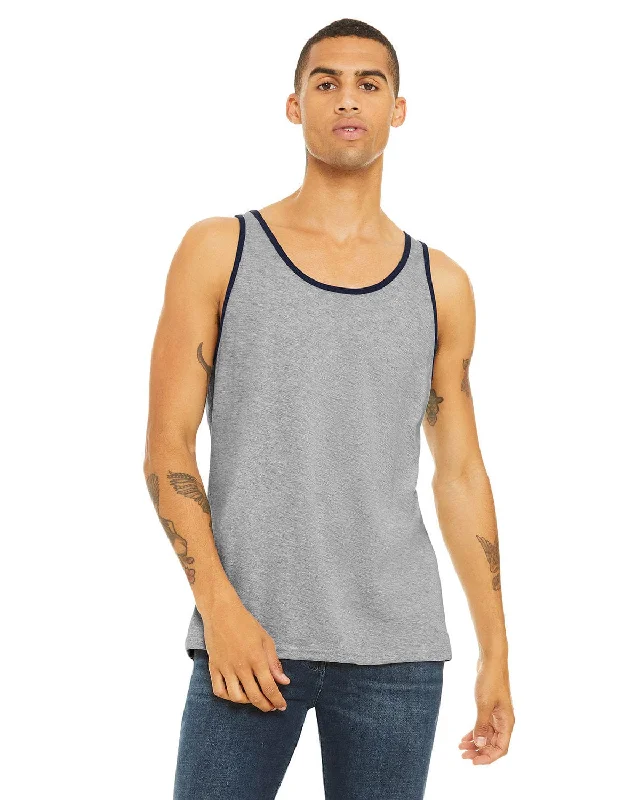 Bella+Canvas Unisex Jersey Tank | Ath Hthr/ Navy