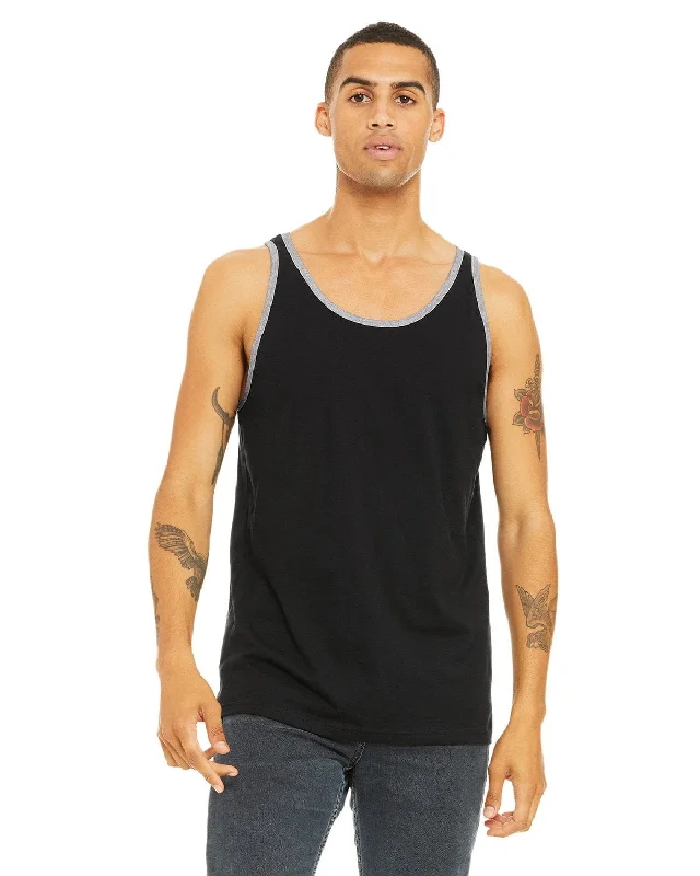 Bella+Canvas Unisex Jersey Tank | Black/ Ath Hthr