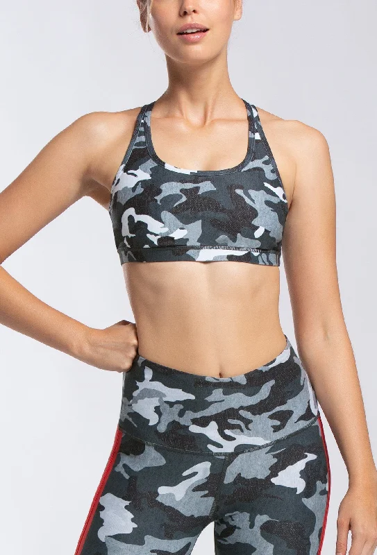 Grey Heather Camo Strappy Bra