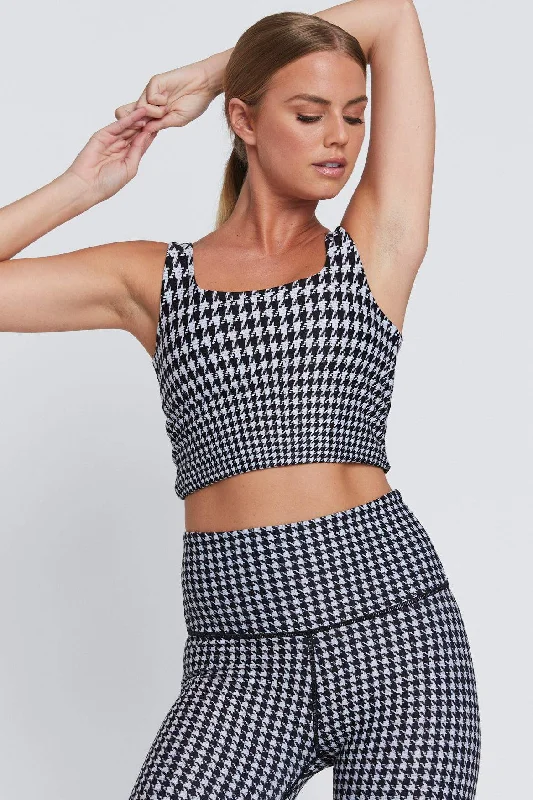 Thalia Cropped Tank Black And White Houndstooth