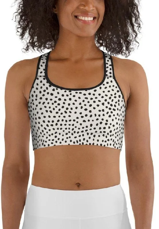 Beige Polka Dot Pattern Sports Bra