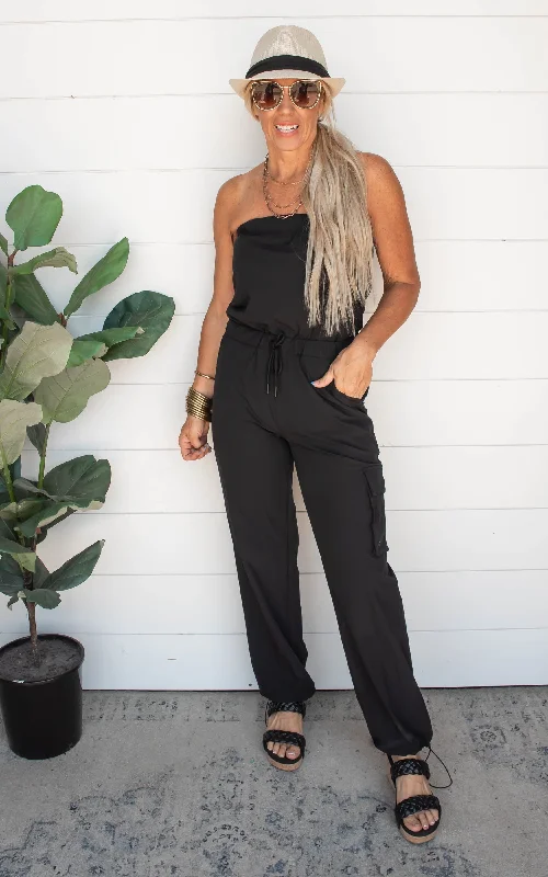 Black Strapless Romper - Mono B - Final Sale