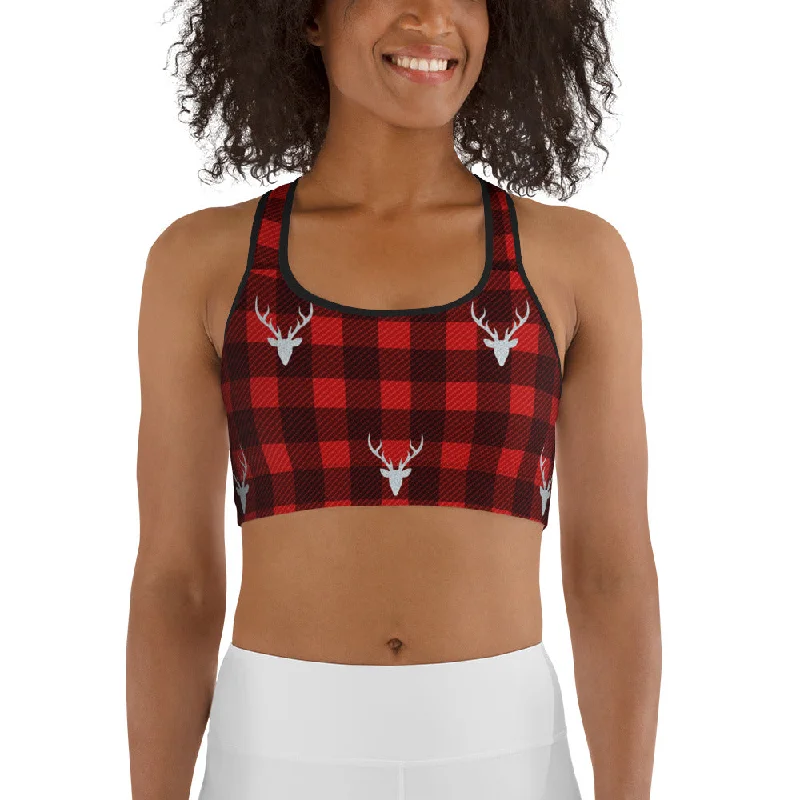 Buffalo Reindeer Print Sports Bra