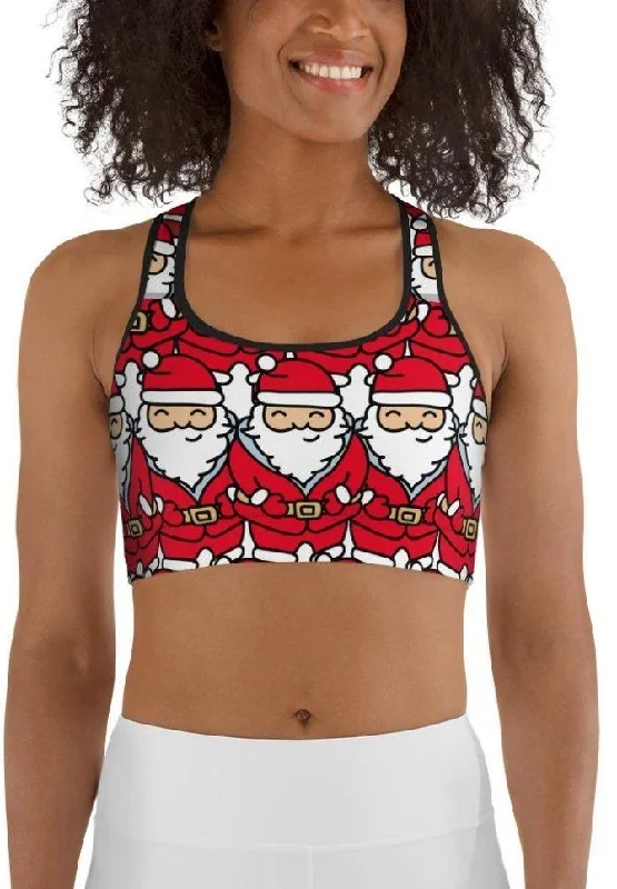 Cartoon Santa Sports Bra