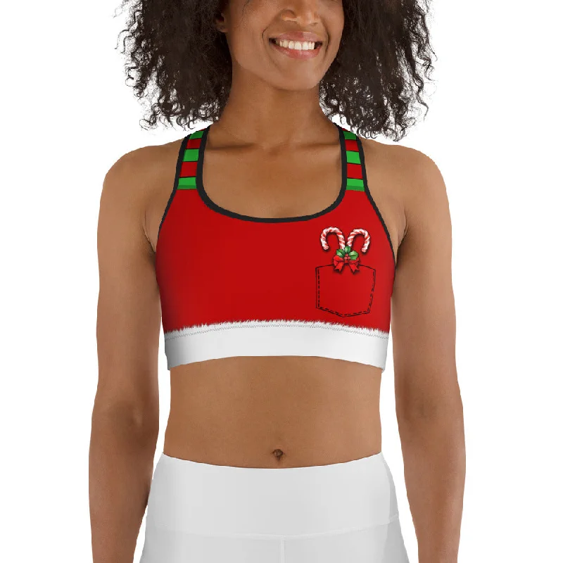 Christmas Stripes Sports Bra