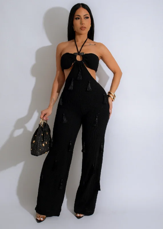 Golden Sands Knit Jumpsuit Black