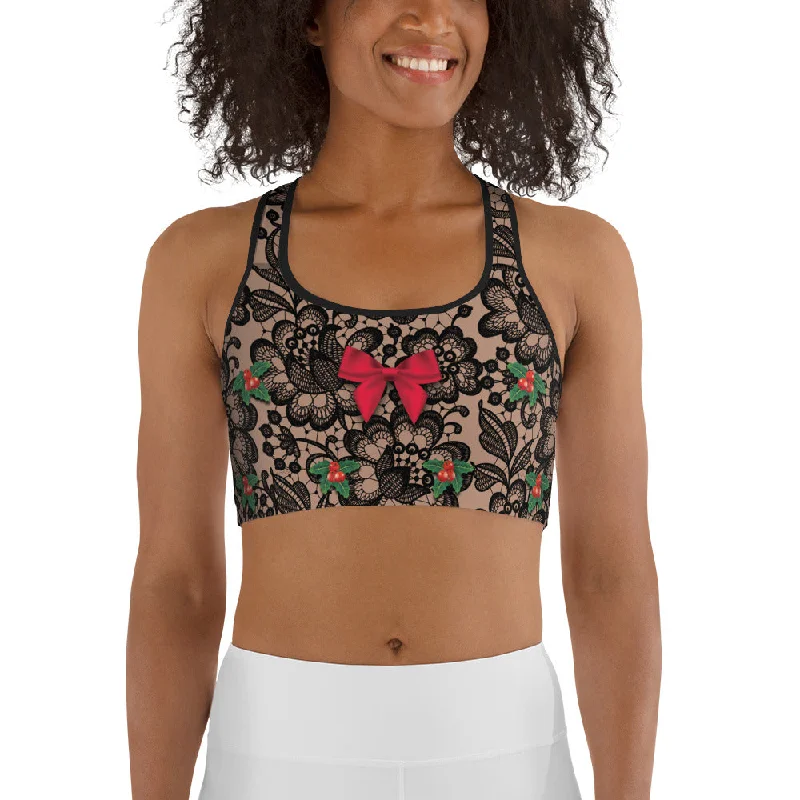 Lace Christmas Sports Bra