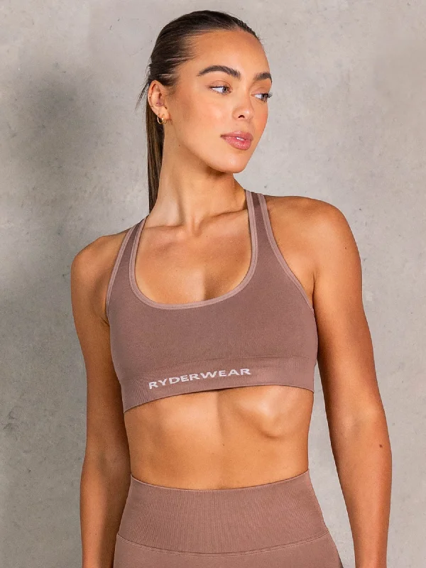 NRG Seamless Scoop Neck Sports Bra - Almond