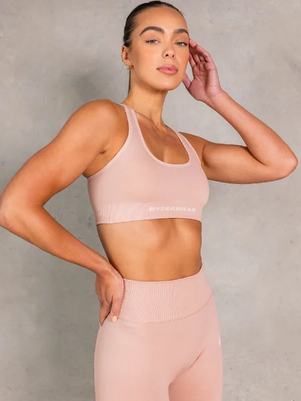 NRG Seamless Scoop Neck Sports Bra - Biscotti