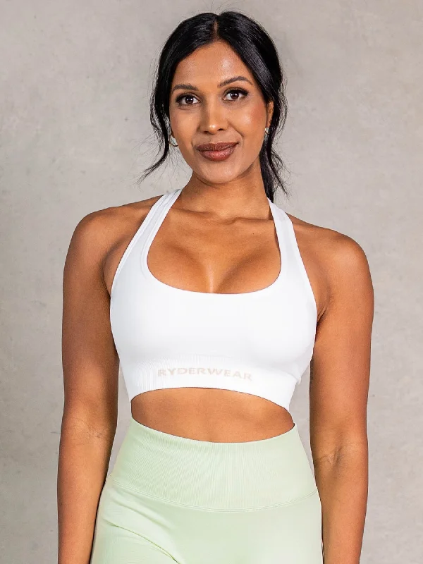 NRG Seamless Scoop Neck Sports Bra - White