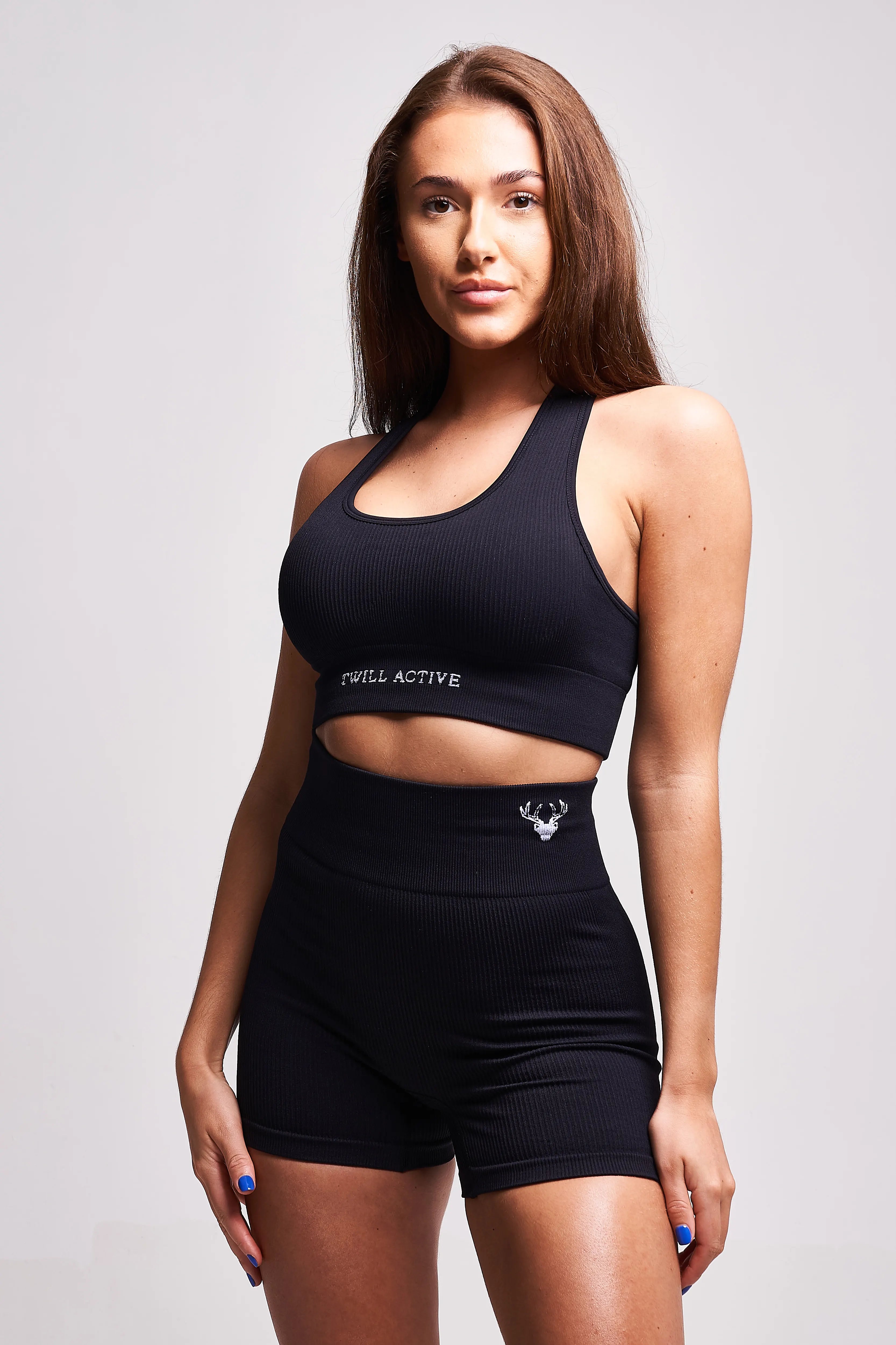 Linea Recycled Rib Racer Sports Bra – Black