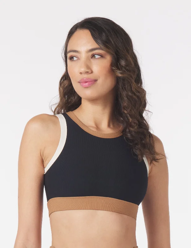 Socialite Bra: Black Oatmilk/Almond Contrast