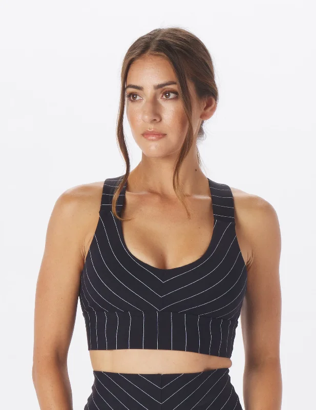 Stability Bra: Black/White Pin Stripe