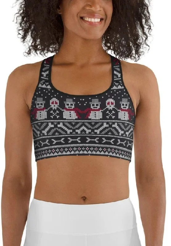 Vintage Goth Knitted Print Sports Bra