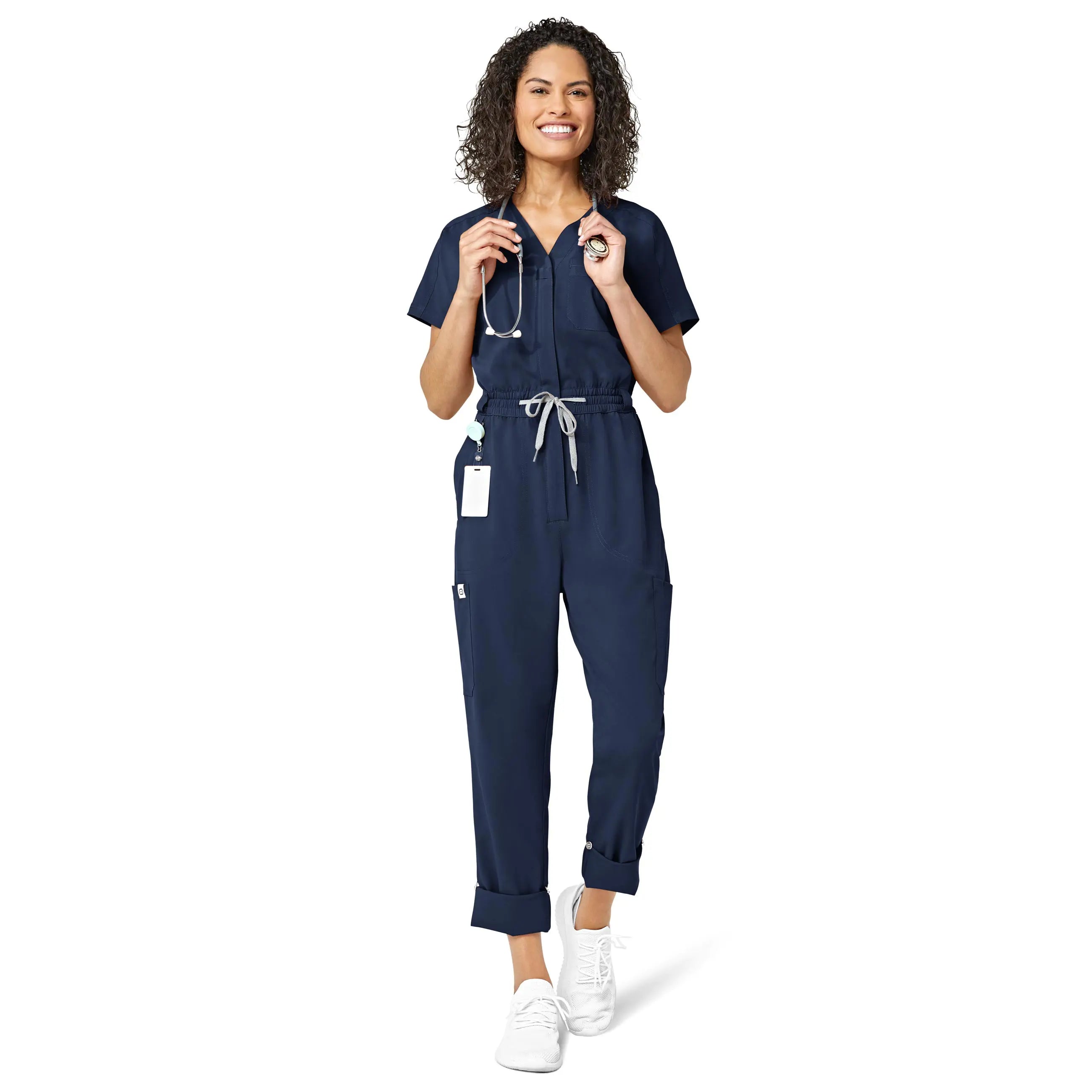 Wink Women's Zip Front Jumpsuit - Navy