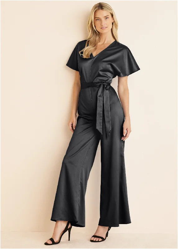 Flutter Sleeve Jumpsuit - Black