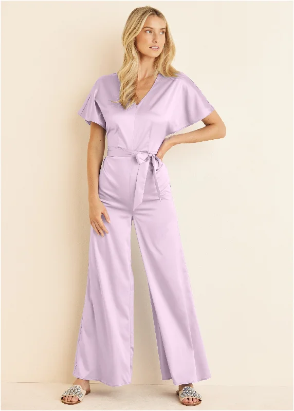 Flutter Sleeve Jumpsuit - Lilac