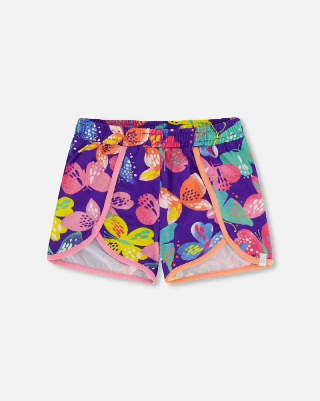 Allover Print Short Printed Colorful Butterflies