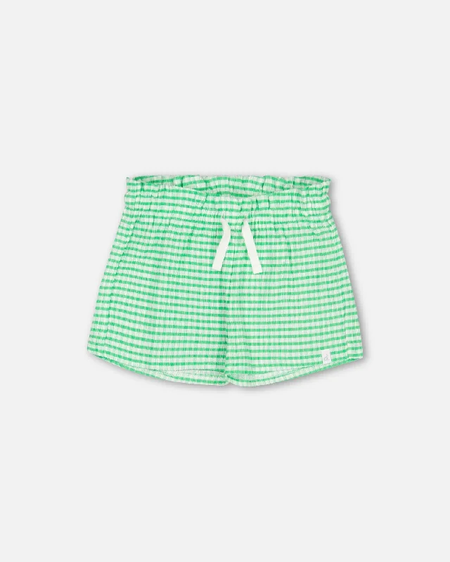 Crinkle Jersey Short Vichy Green