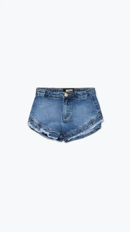 Girls Agnetha Denim Shorts In Retro Blue Denim