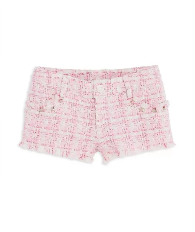 Girls Ash Boucle Short In Pink Boucle