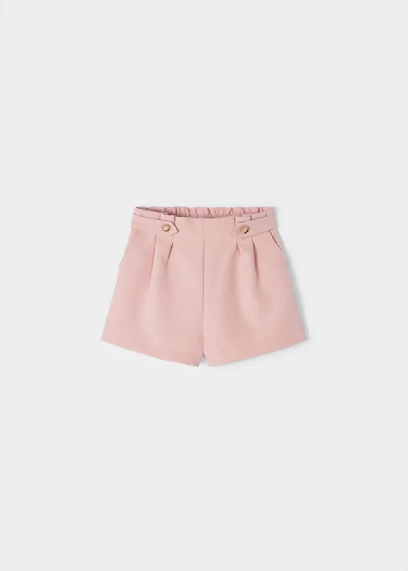 Girls Crepe Shorts In Nude