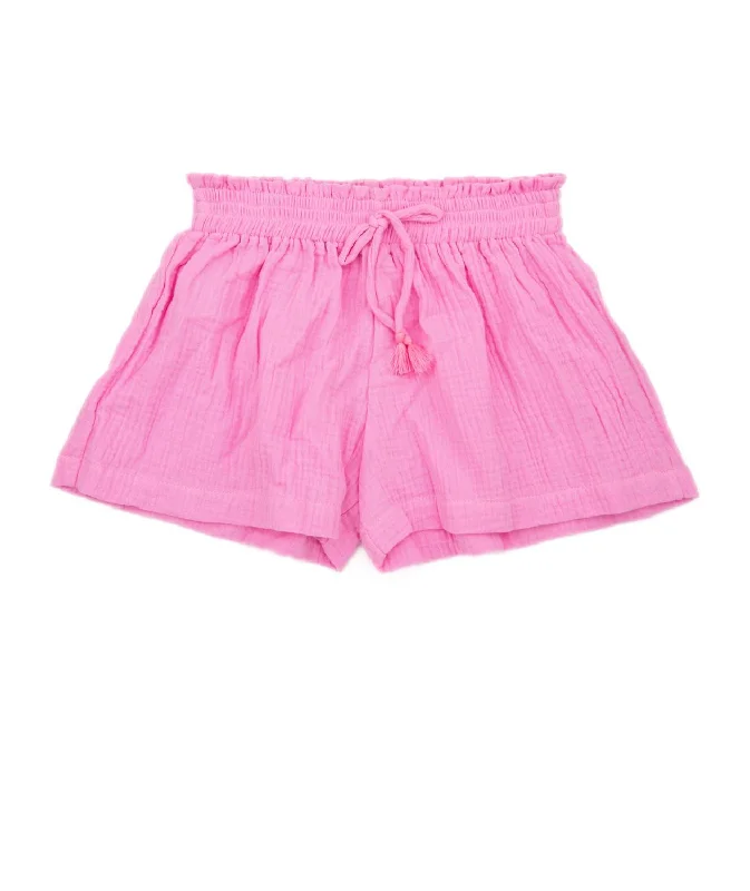 Girls' Gauze Tassel Shorts In Pink