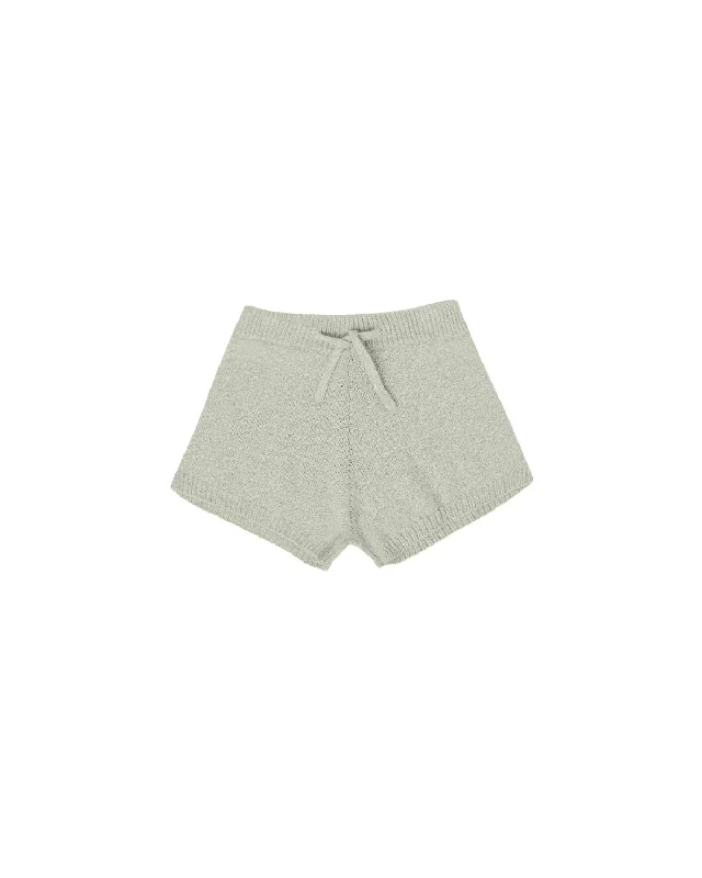 Girls Knit Shorts In Heathered Laurel