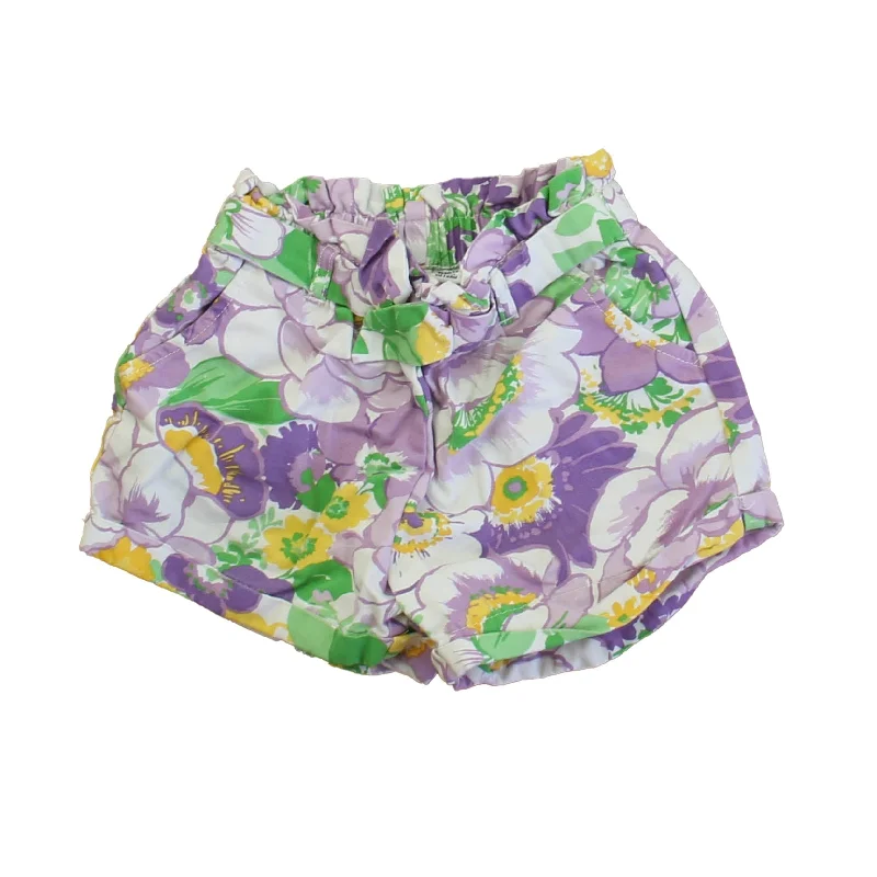 Janie and Jack Girls Purple | Green Floral Shorts