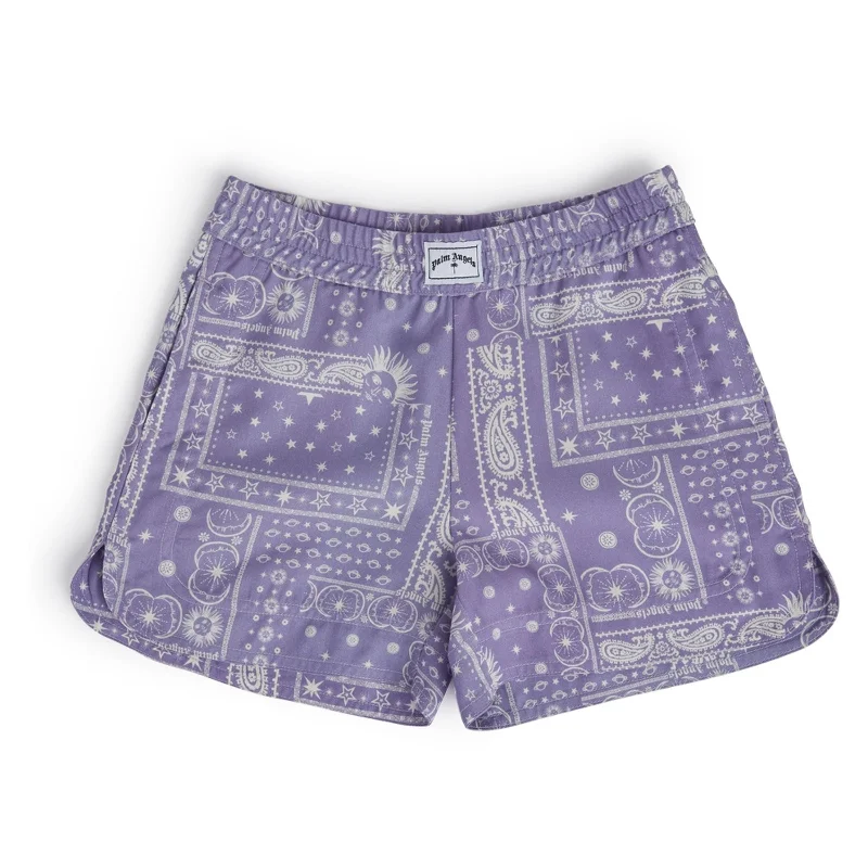 Purple Graphic Print Shorts