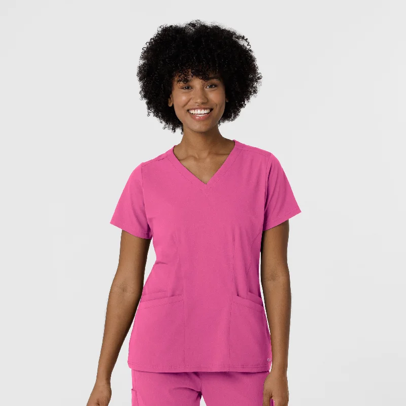 Aero Remix Women's Flex-N-Reach V-Neck Scrub Top - Fuchsia