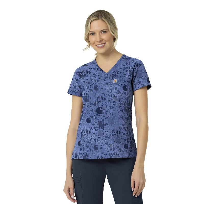 Carhartt Women's Tuck-In Print Scrub Top - Geo Logo Riverside