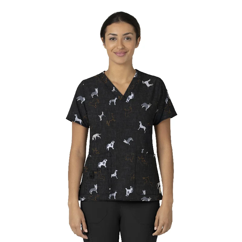 Carhartt Women's V-Neck Print Scrub Top - Doggy Display