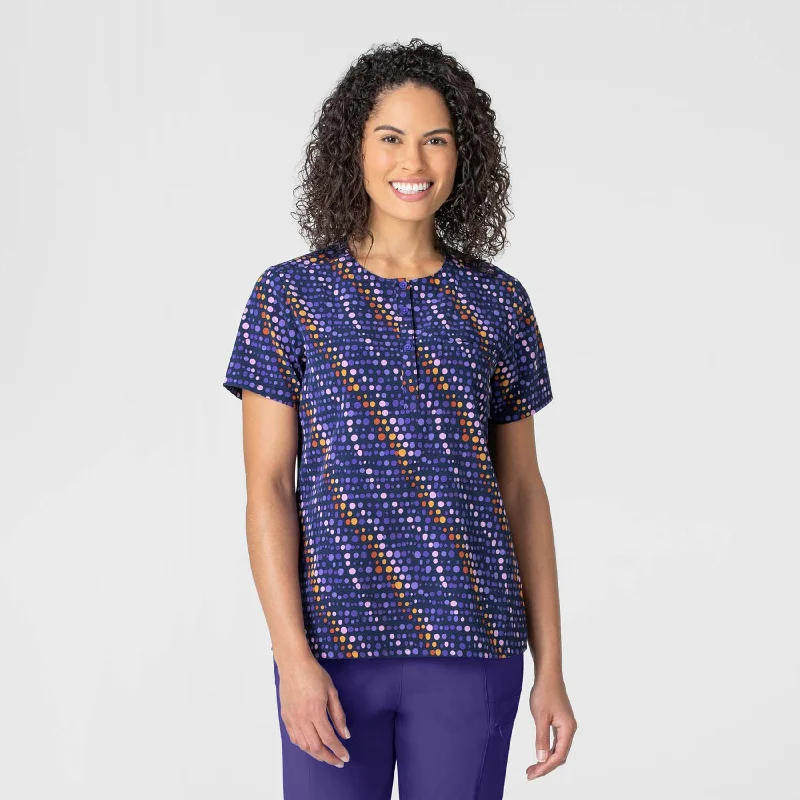 Women's Round Neck Tuck-In Print Scrub Top - Digital Drops