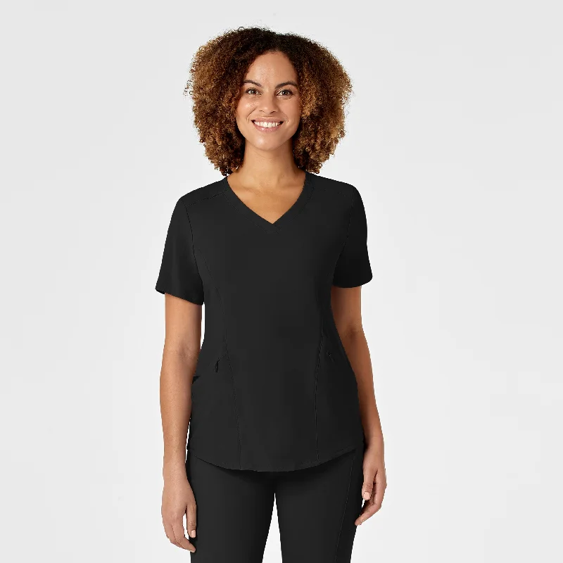 RENEW Women's V-Neck Scrub Top - Black