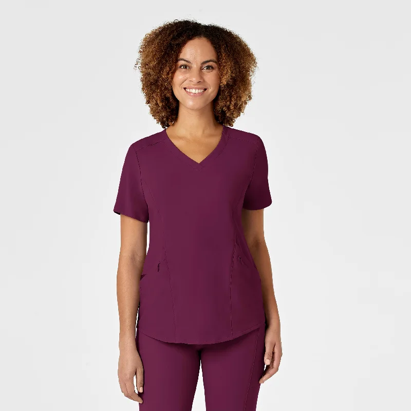 RENEW Women's V-Neck Scrub Top - Wine