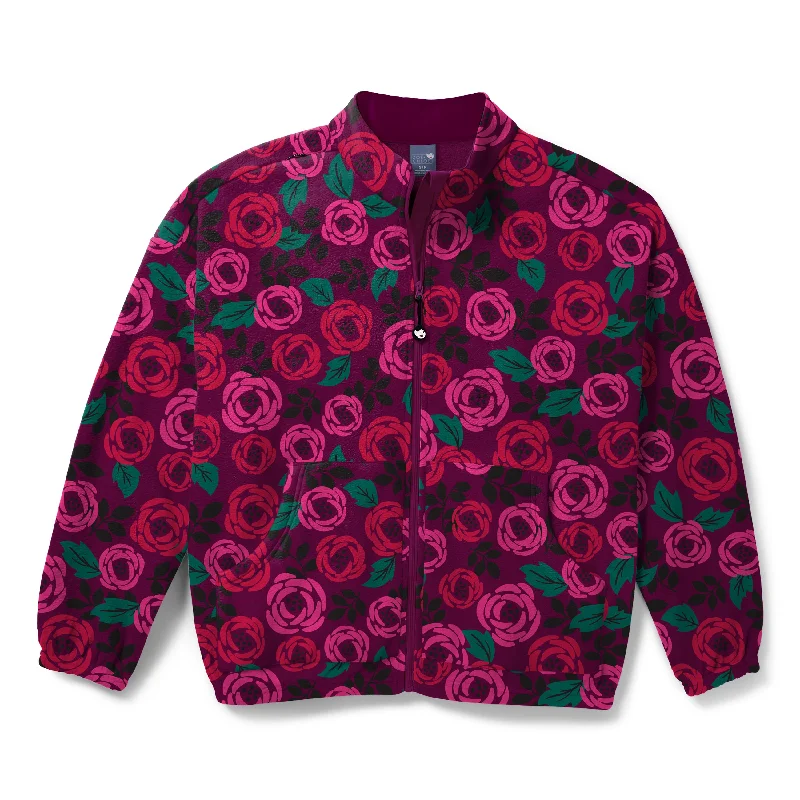 Zoe+Chloe Boxy Fit Printed Fleece Jacket - Rosey Posey