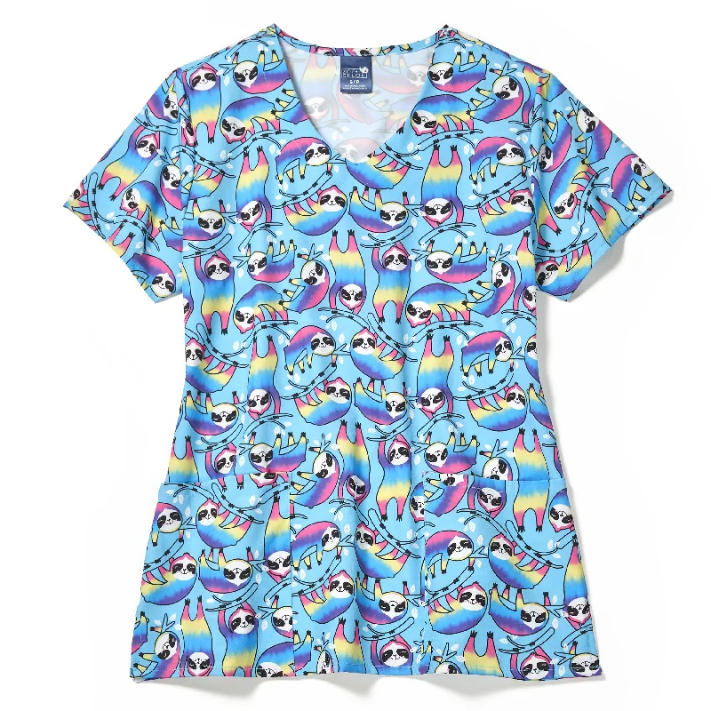 Zoe+Chloe Performance V-Neck Print Scrub Top - Chillax Max