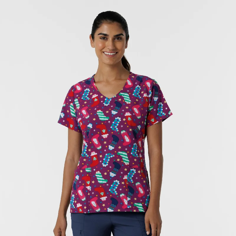 Zoe+Chloe Performance V-Neck Print Scrub Top - Penguin Pals